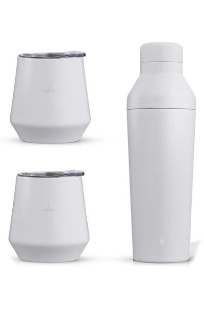 Joyjolt Stainless Steel Cocktail Shaker & Travel Cup Set In White
