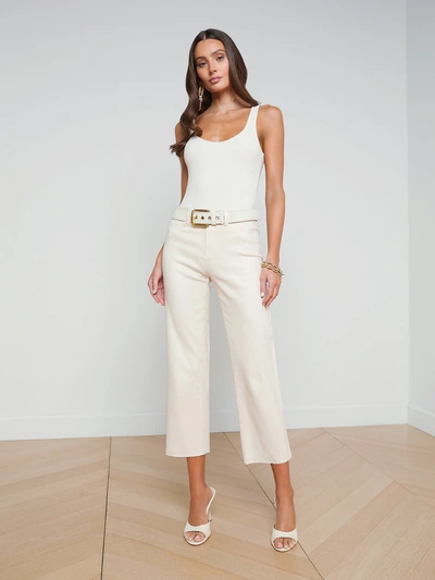 L Agence Wanda Coated Wide-leg Jean In French Vanilla Coated