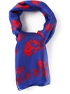 Alexander Mcqueen Skull Print Scarf In Blue