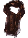 Alexander Mcqueen Skull Print Scarf In Brown