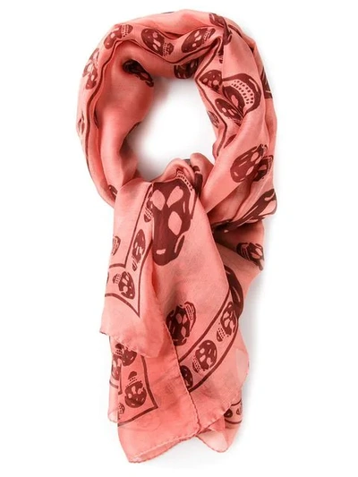 Alexander Mcqueen Skull Print Scarf In Pink