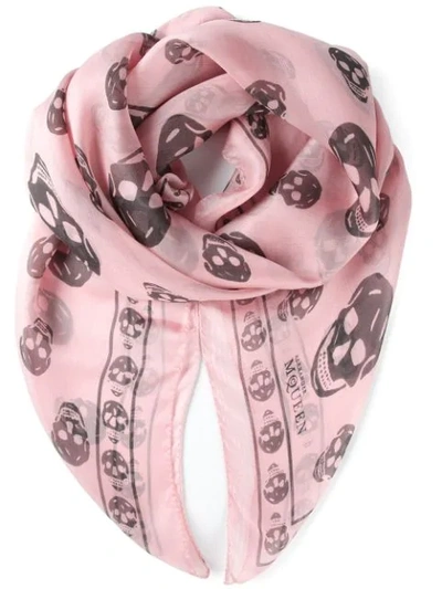 Alexander Mcqueen Skull Print Scarf In Pink