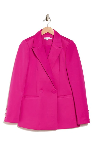 Good American Shiny Scuba Blazer In Fuschia Pink001