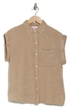 Como Vintage Washed Cotton Gauze Button-up Camp Shirt In Simply Taupe