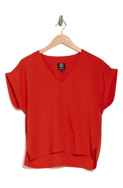 Bobeau Airflow V-neck Top In Tomato