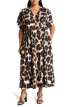 By Design Leopard Print Short Sleeve Maxi Dress In Kitten