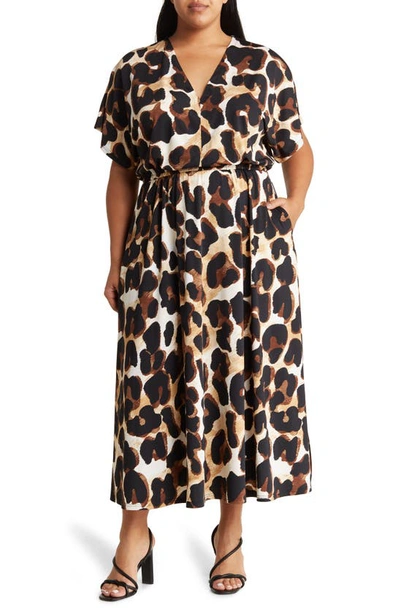 By Design Leopard Print Short Sleeve Maxi Dress In Kitten