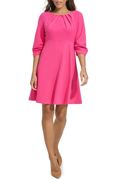 Calvin Klein Pleated Sleeve A-line Dress In Hibiscus