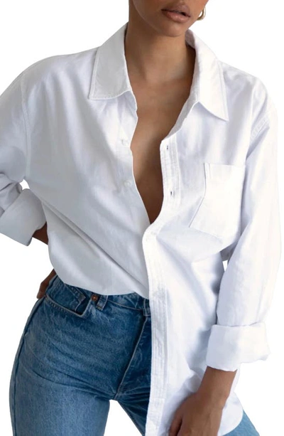 Re Ona Artist Cotton Button-up Shirt In White