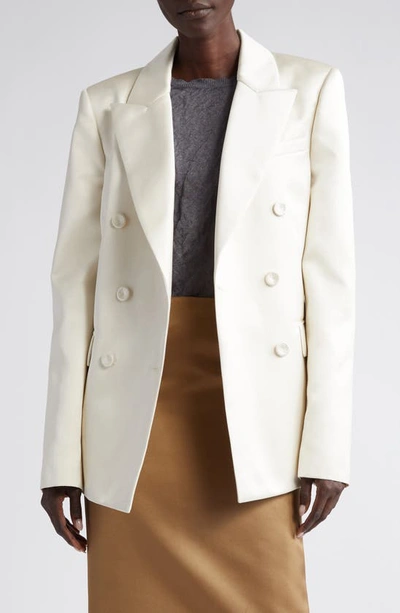 Altuzarra Hattson Tie Waist Satin Blazer In Ivory