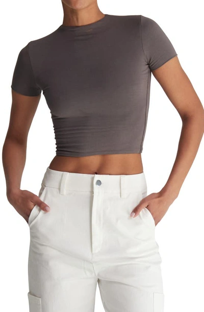 Re Ona Signature Fitted Crop T-shirt In Slate