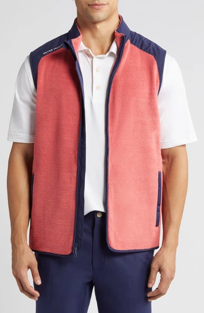 Peter Millar Fade Zip-up Fleece Waistcoat In Cape Red