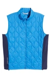 Peter Millar Blitz Water Resistant Onion Quilted Nylon Vest In Cape Blue/navy