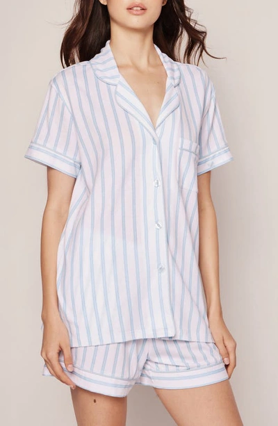 Petite Plume Stripe Pima Cotton Short Pajamas In White