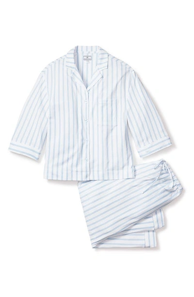 Petite Plume Stripe Pima Cotton Pajamas In White