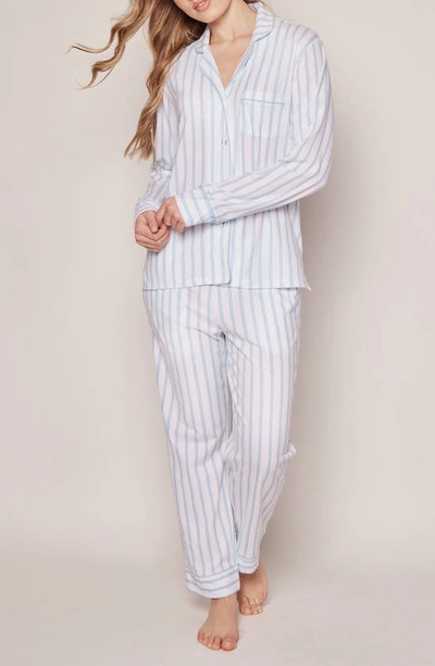 Petite Plume Stripe Pima Cotton Pajamas In White