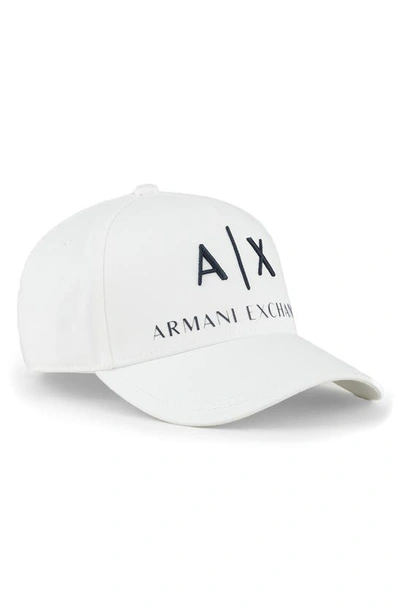 Armani Exchange Embroidered Logo Adjustable Baseball Cap In White