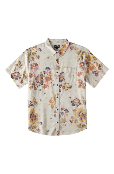 Billabong Sundays Print Short Sleeve Button-up Shirt In Taupe