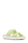 Sorel Viibe Twist Slide Sandal In Luminous Lime/ Whitened Pink