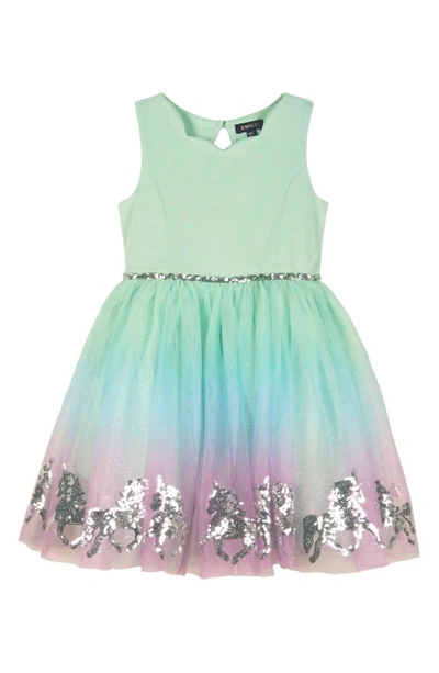 Zunie Kids' Ombré Tulle Party Dress In Mint