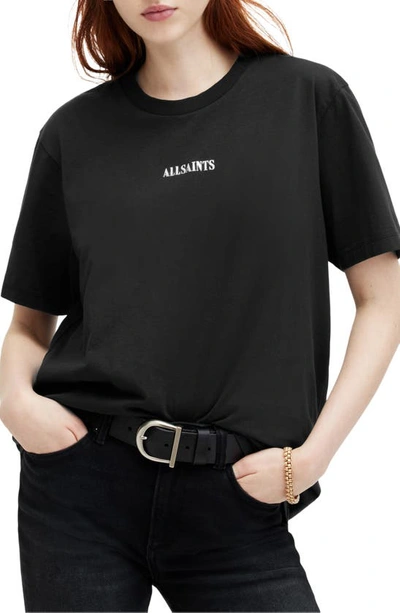 Allsaints Fortuna Boyfriend Organic Cotton Graphic T-shirt In Black