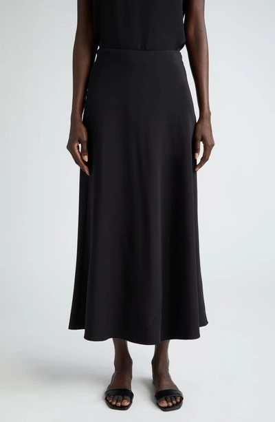 Lafayette 148 New York Bias Cut Silk Stretch Crêpe De Chine Skirt In Black