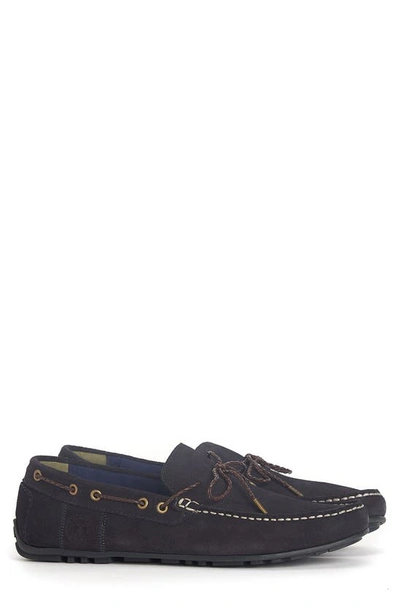 Barbour Jenson Driving Shoe In Navy Suede