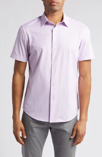 Bugatchi Miles Ooohcotton® Pin Dot Short Sleeve Button-up Shirt In Pink