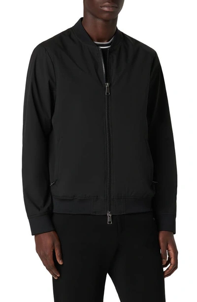 Bugatchi Water Repellent Zip-up Bomber Jacket In Black