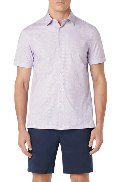 Bugatchi Milo Ooohcotton® Dot Print Short Sleeve Button-up Shirt In Lavender