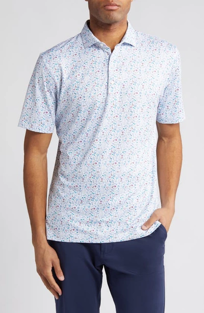 Johnnie-o Cocktail Chemistry Print Performance Polo In White