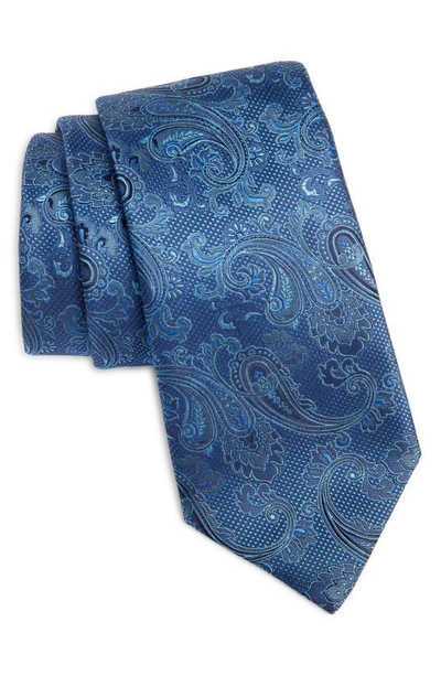 Canali Paisley Silk Tie In Blue