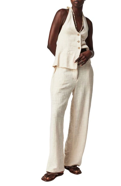 Free People Take Me To Paris Halter Neck Cotton Waistcoat & Trousers Set In Conch