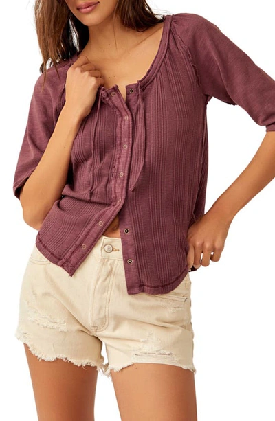 Free People Daisy Snap-up Top In Mauve Wine