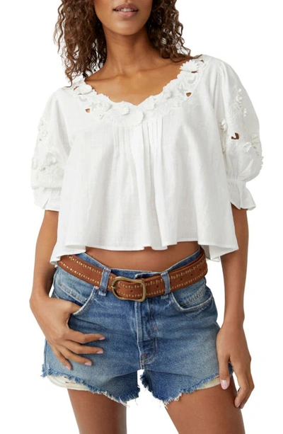 Free People Women's Sophie Embroidered Cotton Top In Optic White