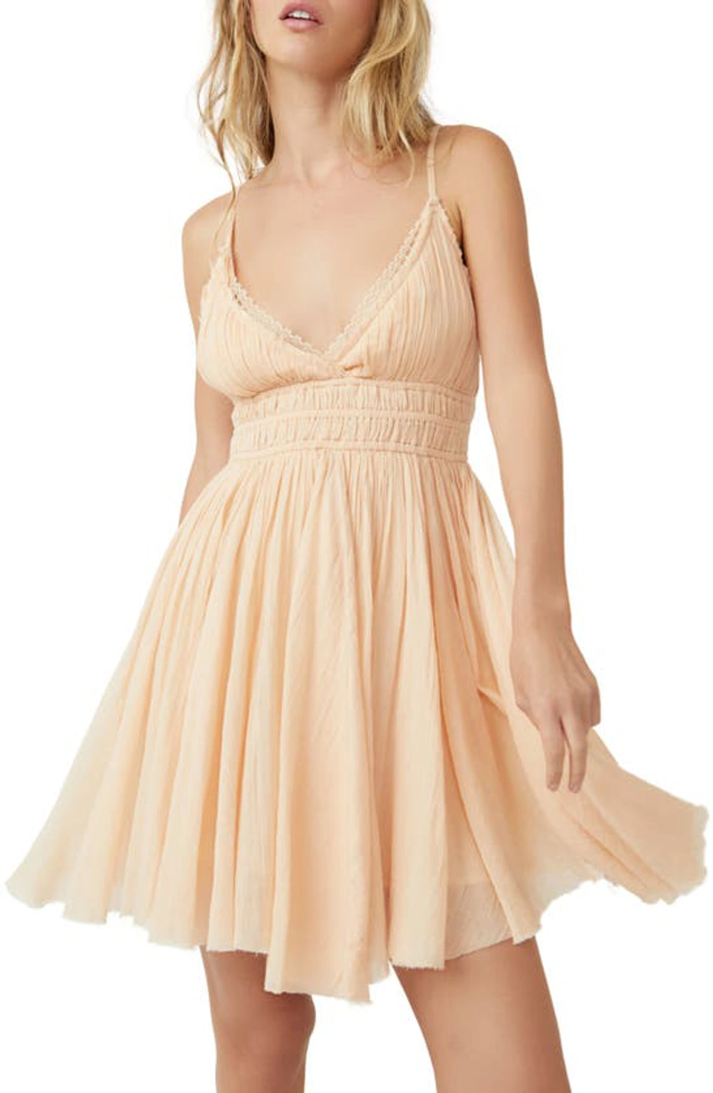 Free People Delia Asymmetric Raw Hem Cotton Dress In Orange