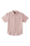 Billabong All Day Solid Short Sleeve Button-down Shirt In Dusty Pink