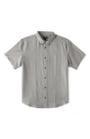 Billabong All Day Solid Short Sleeve Button-down Shirt In Light Grey