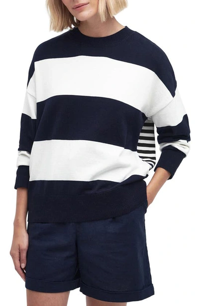 Barbour Bradley Stripe Long Sleeve T-shirt In Navy Stripe