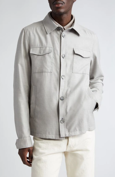 Herno Rain System Water Resistant Cotton, Cashmere & Silk Shirt Jacket In Grey