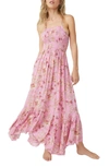 Free People Heat Wave Floral Print High/low Dress In Pink Combo