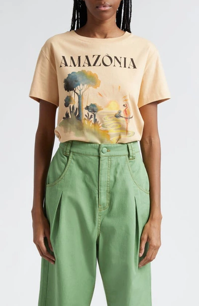 Farm Rio Amazonia Fit Cotton Graphic T-shirt In Beige