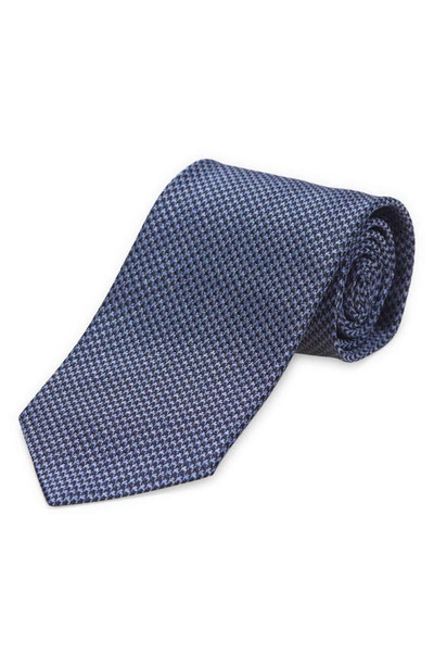 Tom Ford Houndstooth Check Mulberry Silk Tie In Imperial Blue