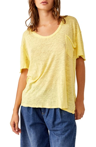 Free People All I Need Linen & Cotton T-shirt In Yellow Tan