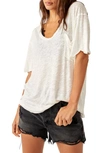 Free People All I Need Linen & Cotton T-shirt In Ivory