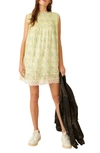 Free People Shea Floral Cotton Blend Babydoll Dress In Undersea Combo