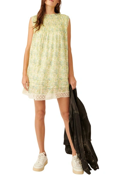 Free People Shea Floral Cotton Blend Babydoll Dress In Undersea Combo