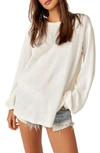 Free People Soul Song Long Sleeve Cotton Blend Top In Ivory
