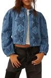 Free People Quinn Quilted Cotton Denim Jacket In Indigo Combo