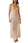 Free People A Little Lace Sheer Nightgown In Tea